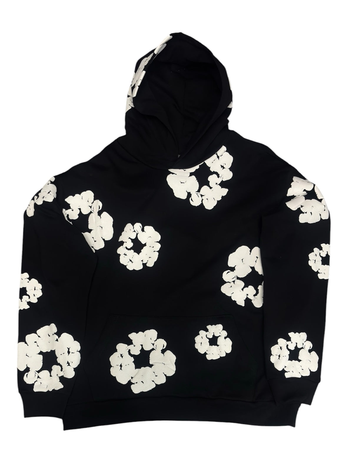Cotton Wreath Print Hoodie - Black (XL)