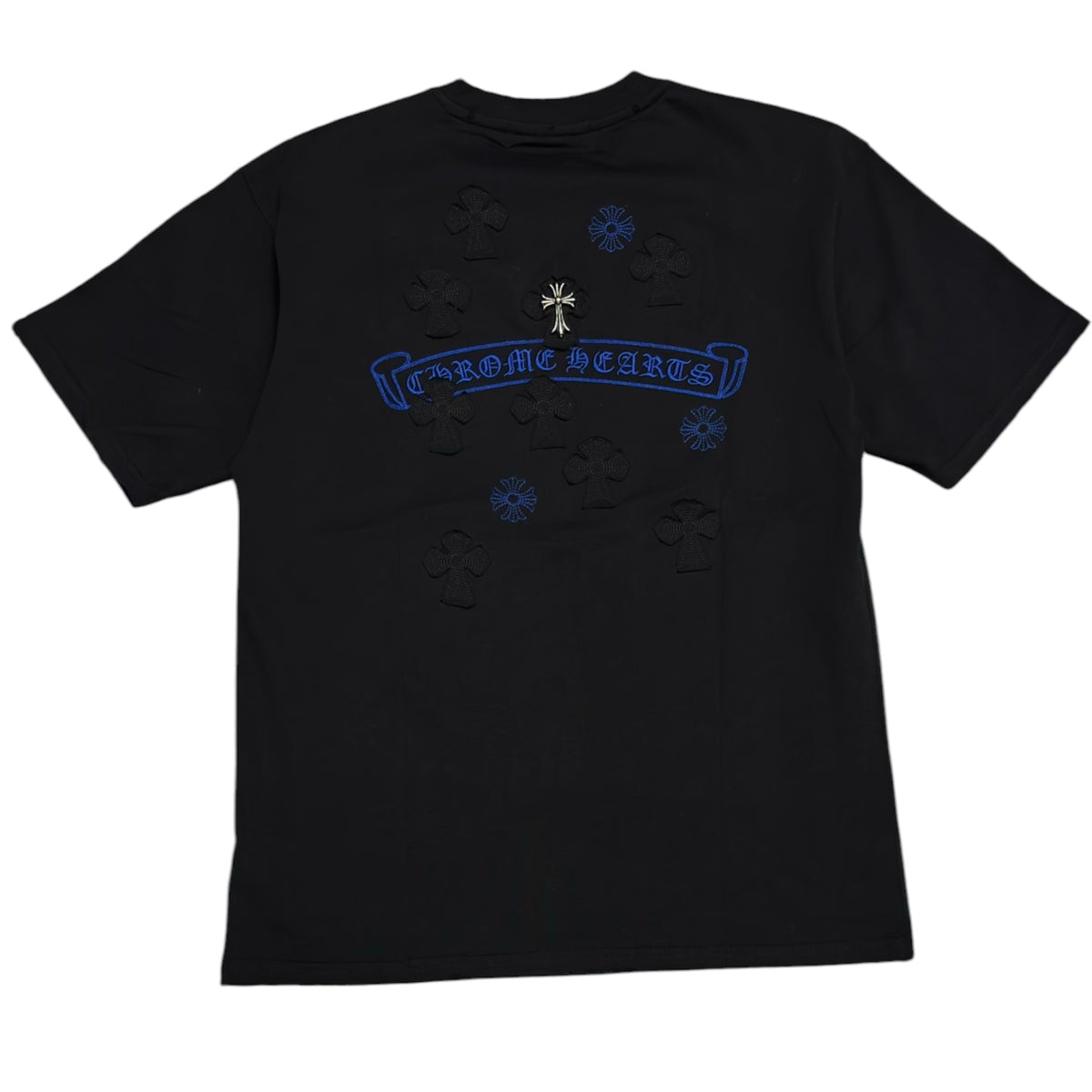 Chrome Hearts Black Blue Cross Graphic T-Shirt-S