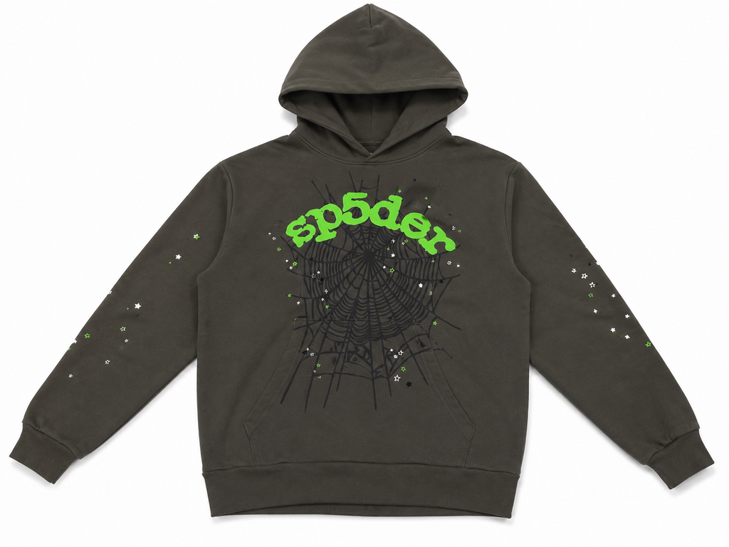 Sp5der Green Web Hoodie - Olive Green (S / M)