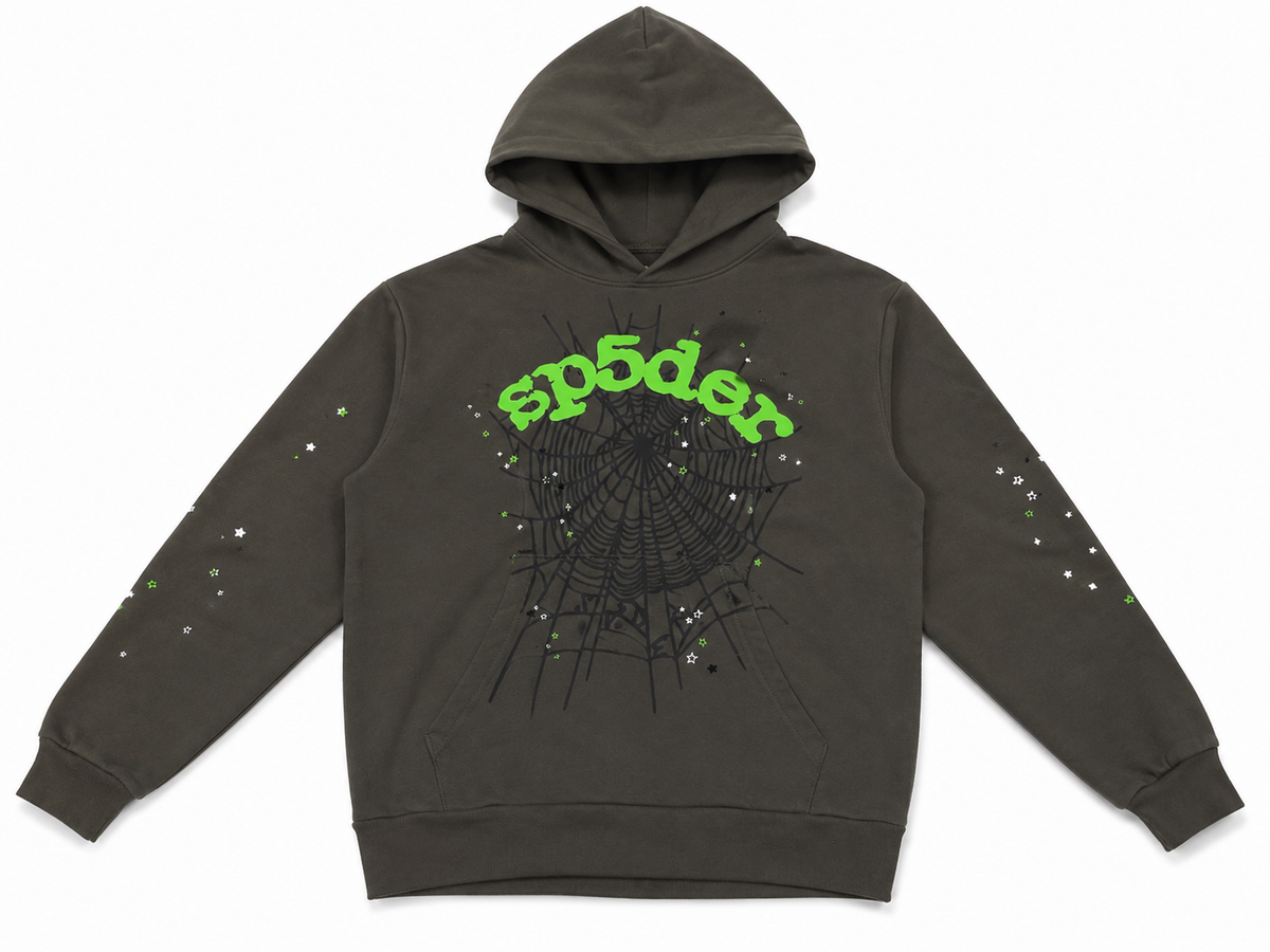Sp5der Green Web Hoodie - Olive Green (S / M)