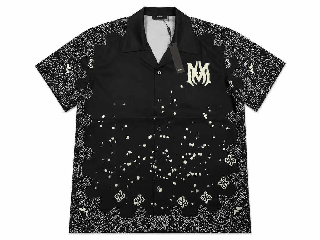 Amiri Bandana Button-Up Black Shirt
