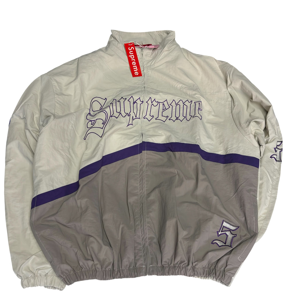 Supreme Gothic Logo Tracksuit – Cream/Grey Purple | 2 Piece Set XL