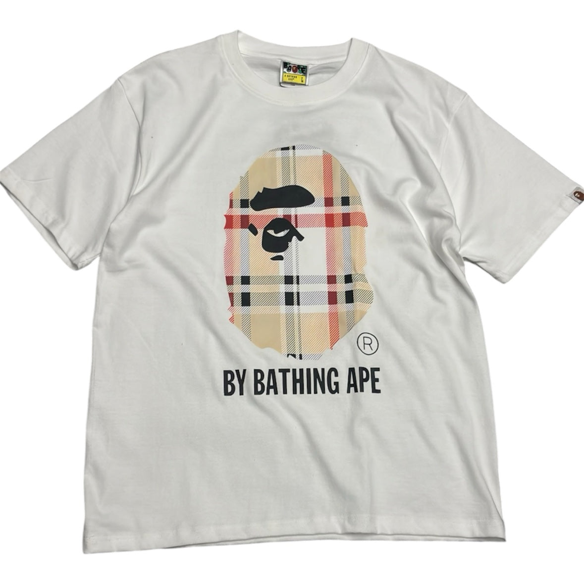 BAPE Check Ape Head Tee - White (XL)
