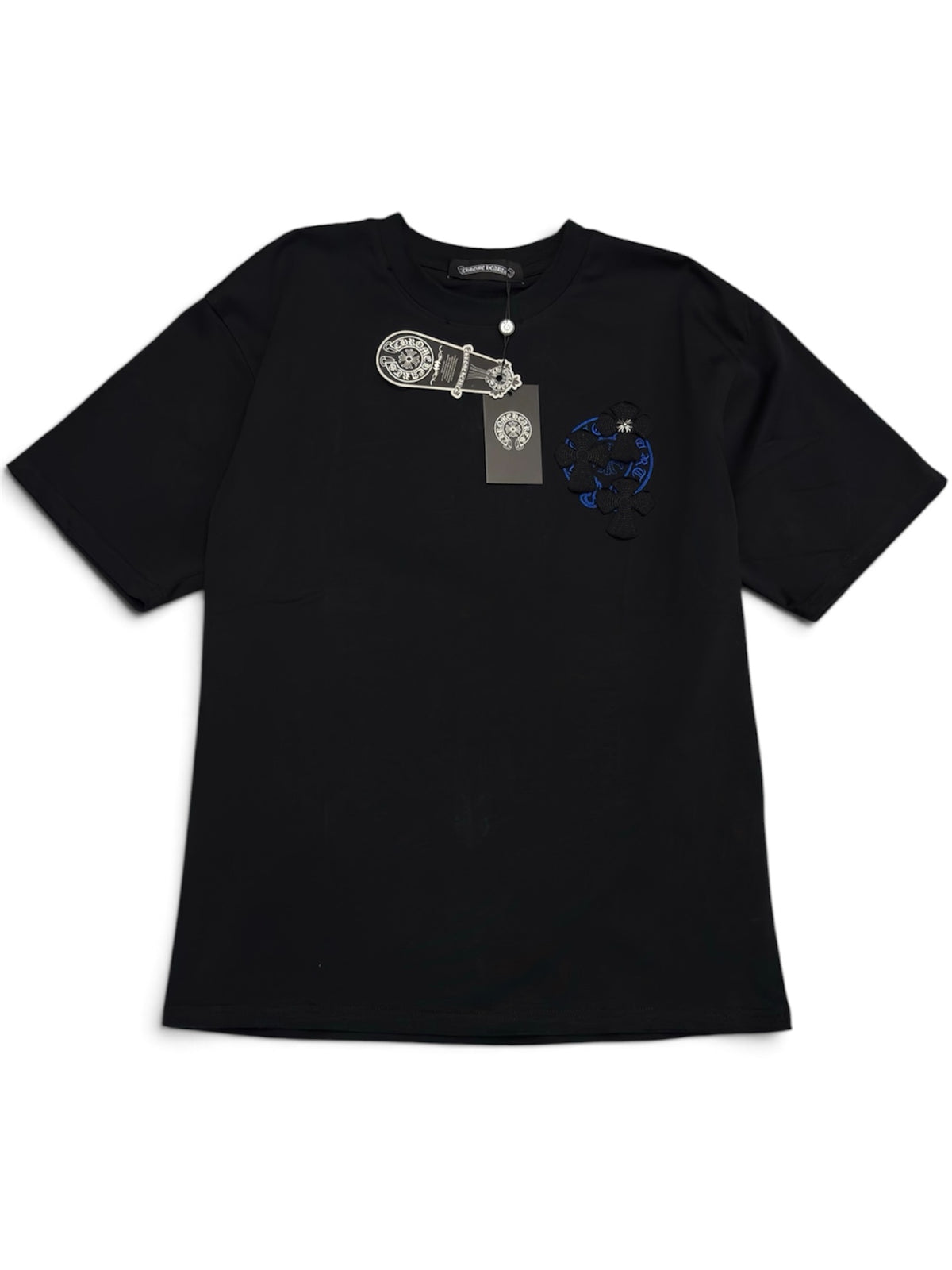 Chrome Hearts Black Blue Cross Graphic T-Shirt-S