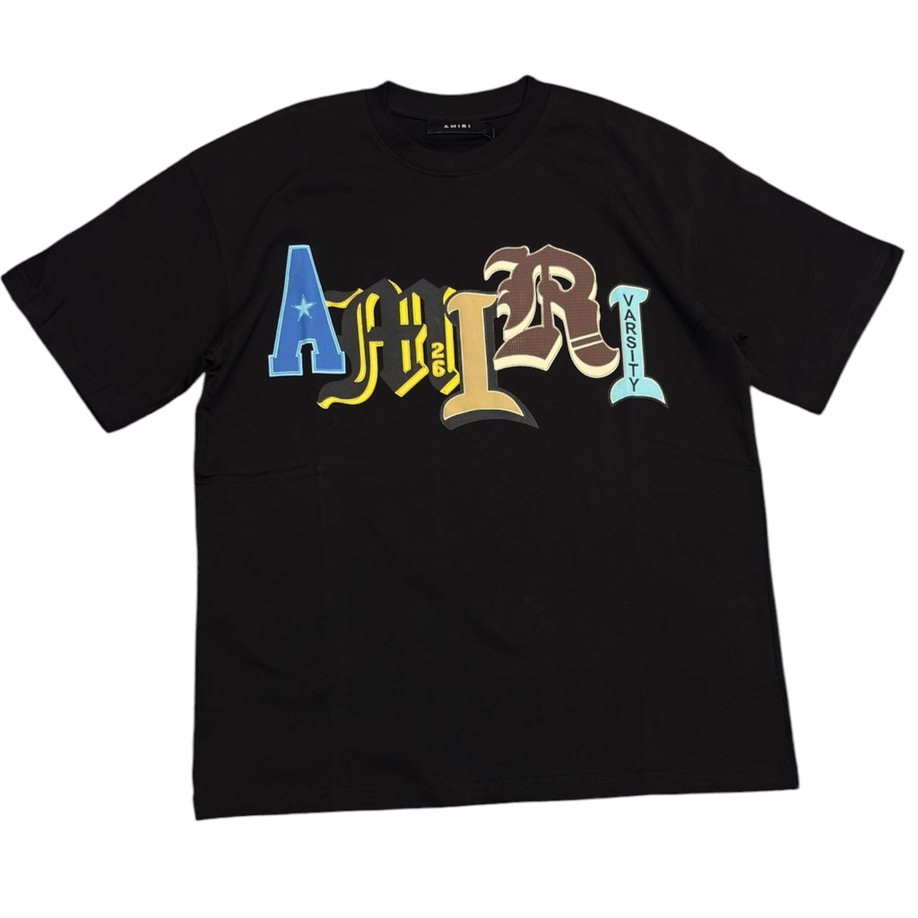 Amiri Black Varsity Logo Graphic T-Shirt
