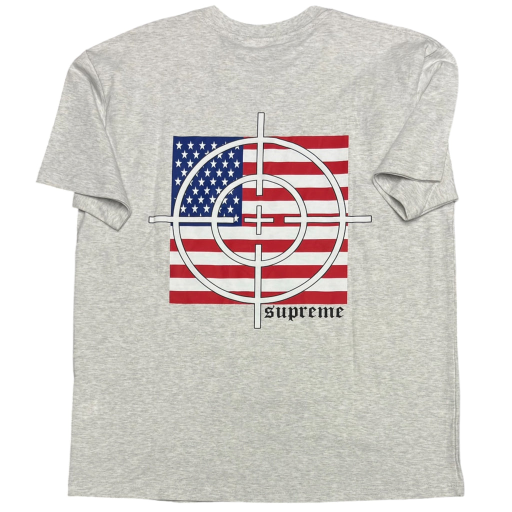 Supreme Gray American Flag Target Graphic T-Shirt