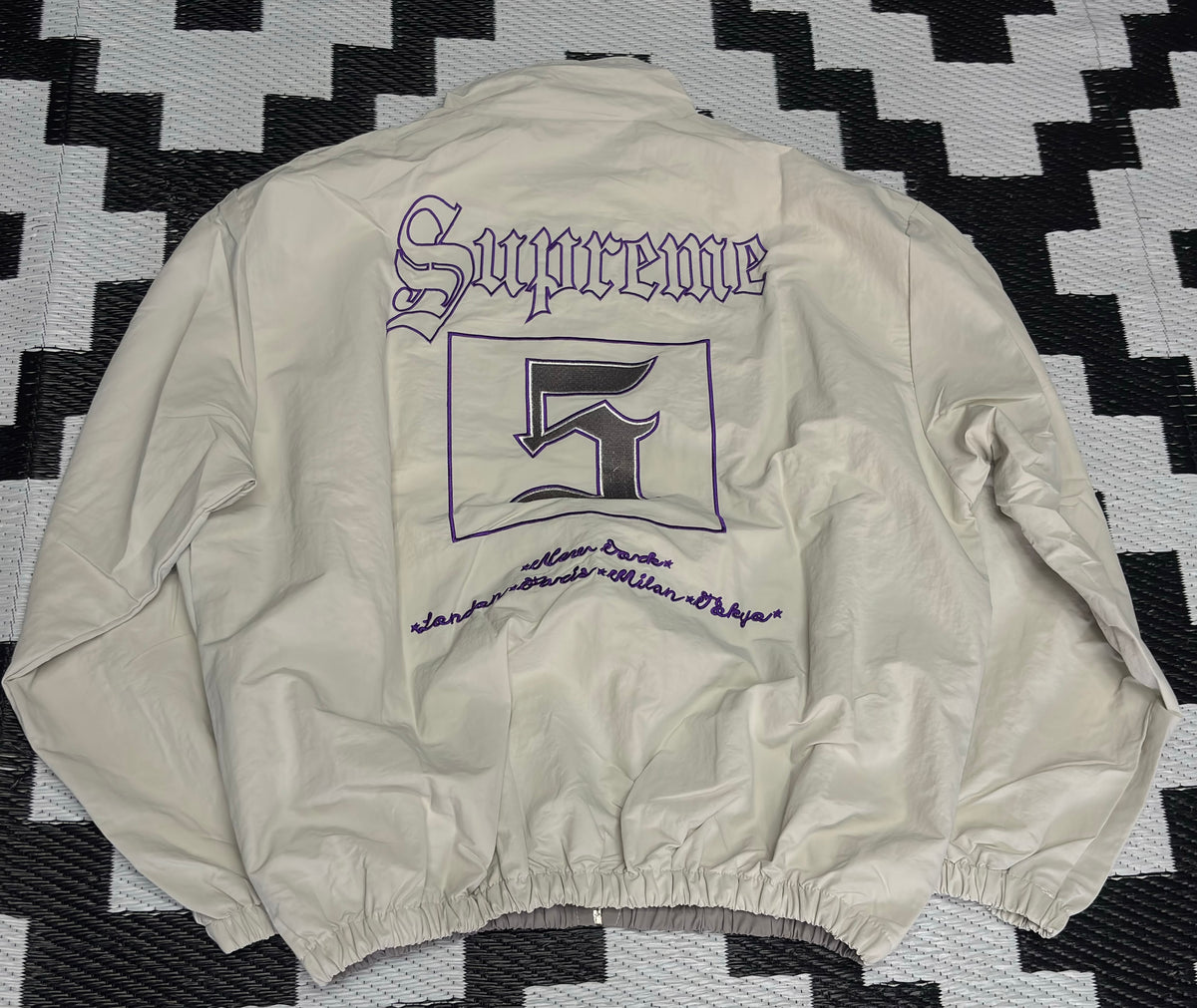 Supreme Gothic Logo Tracksuit – Cream/Grey Purple | 2 Piece Set XL