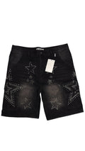 Valley Rhinestone Star Denim Shorts - Black (36)