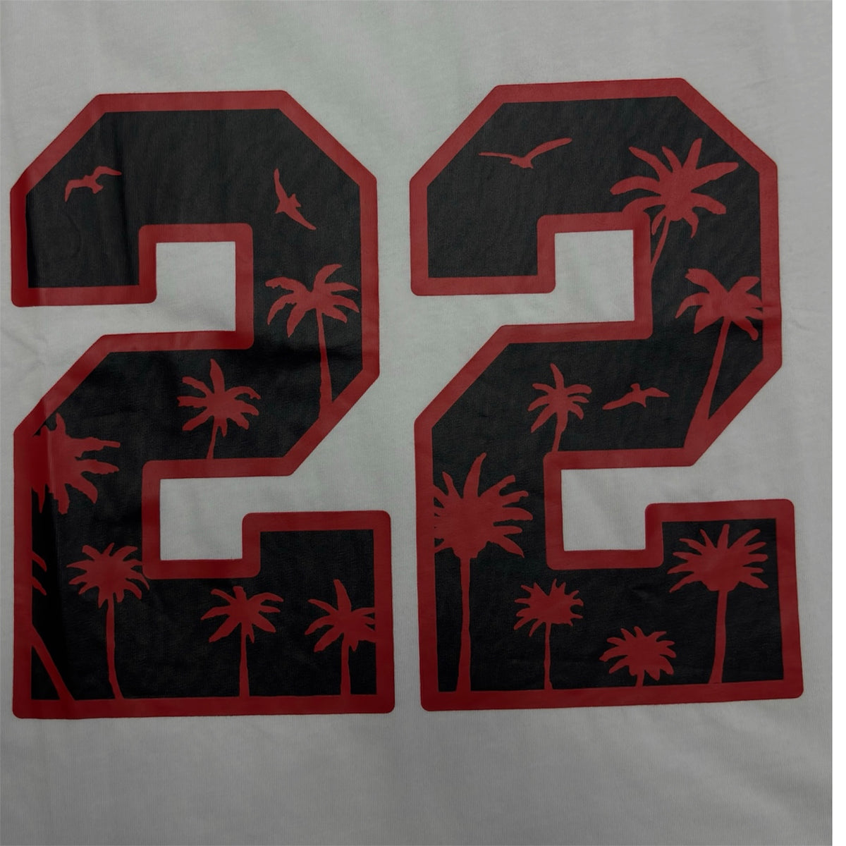 AMIRI 22 Palm Tree Graphic T-Shirt – White / Black / Red