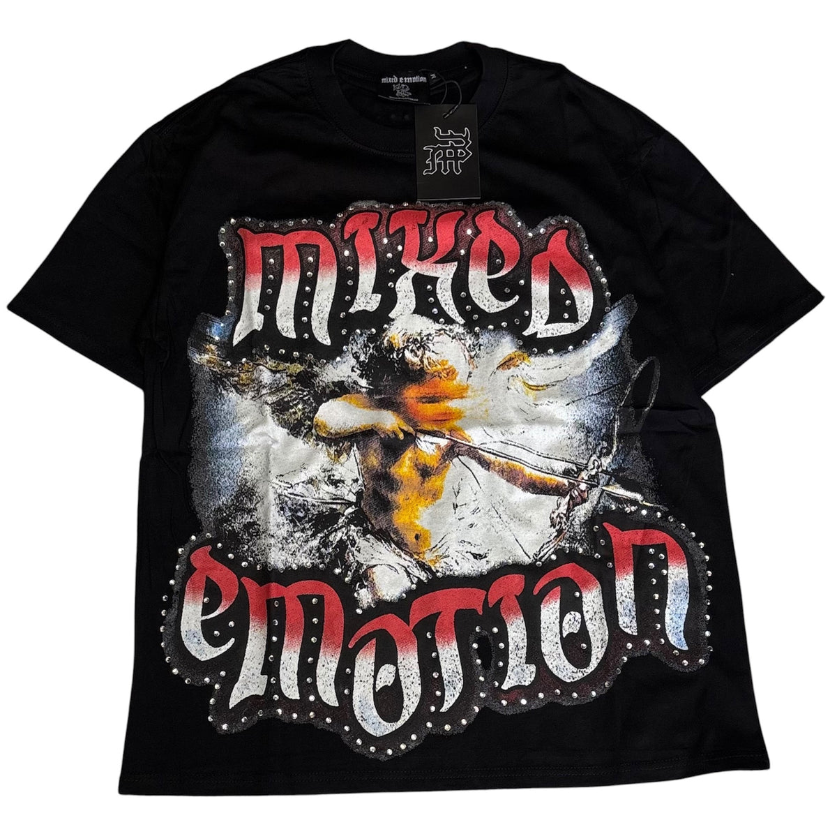 Mixed Emotion Angel Graphic Tee – Black M