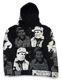 Asaali Face Print Zip-Up Hoodie - Black (XL)