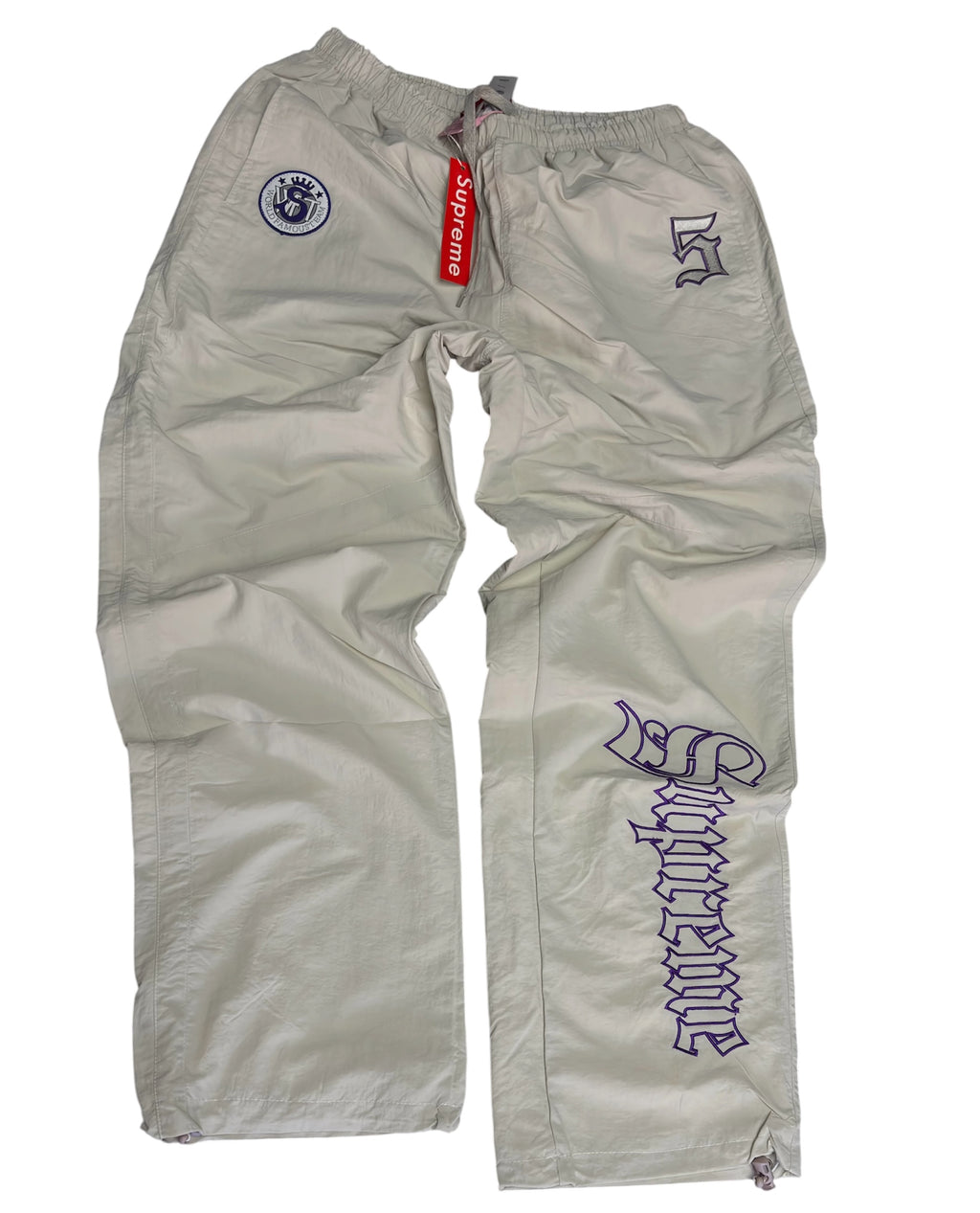 Supreme Gothic Logo Tracksuit – Cream/Grey Purple | 2 Piece Set XL