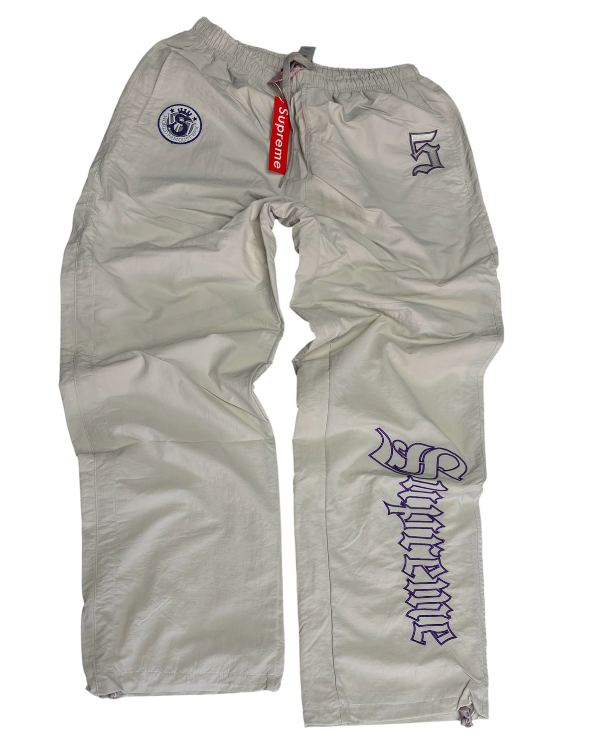 Supreme Gothic Logo Tracksuit – Cream/Grey Purple | 2 Piece Set XL