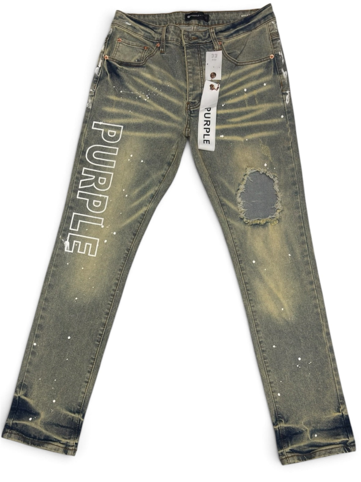 Purple Vertical Logo Jeans - Washed Grey (33)