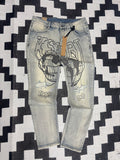 Graphic Print Jeans - Light Wash (38)