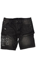 Amiri RI Outline Logo Denim Shorts - Black (38)