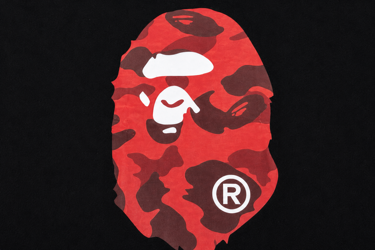 BAPE Red Camo Ape Head Black T-Shirt