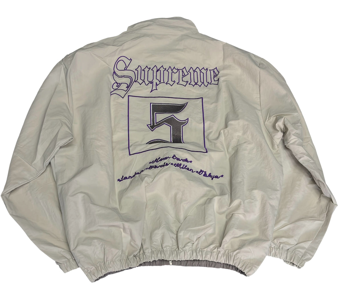 Supreme Gothic Logo Tracksuit – Cream/Grey Purple | 2 Piece Set XL