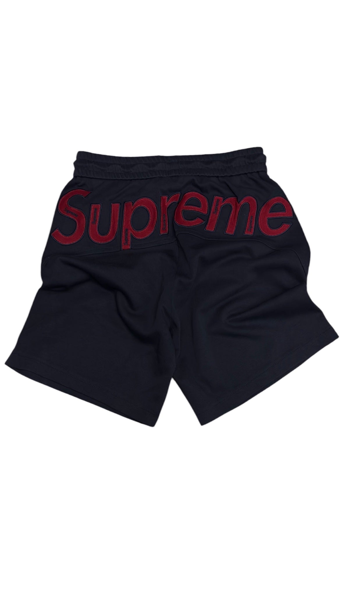 Supreme Sweatshorts - Black (Dark Red Logo) (XL)
