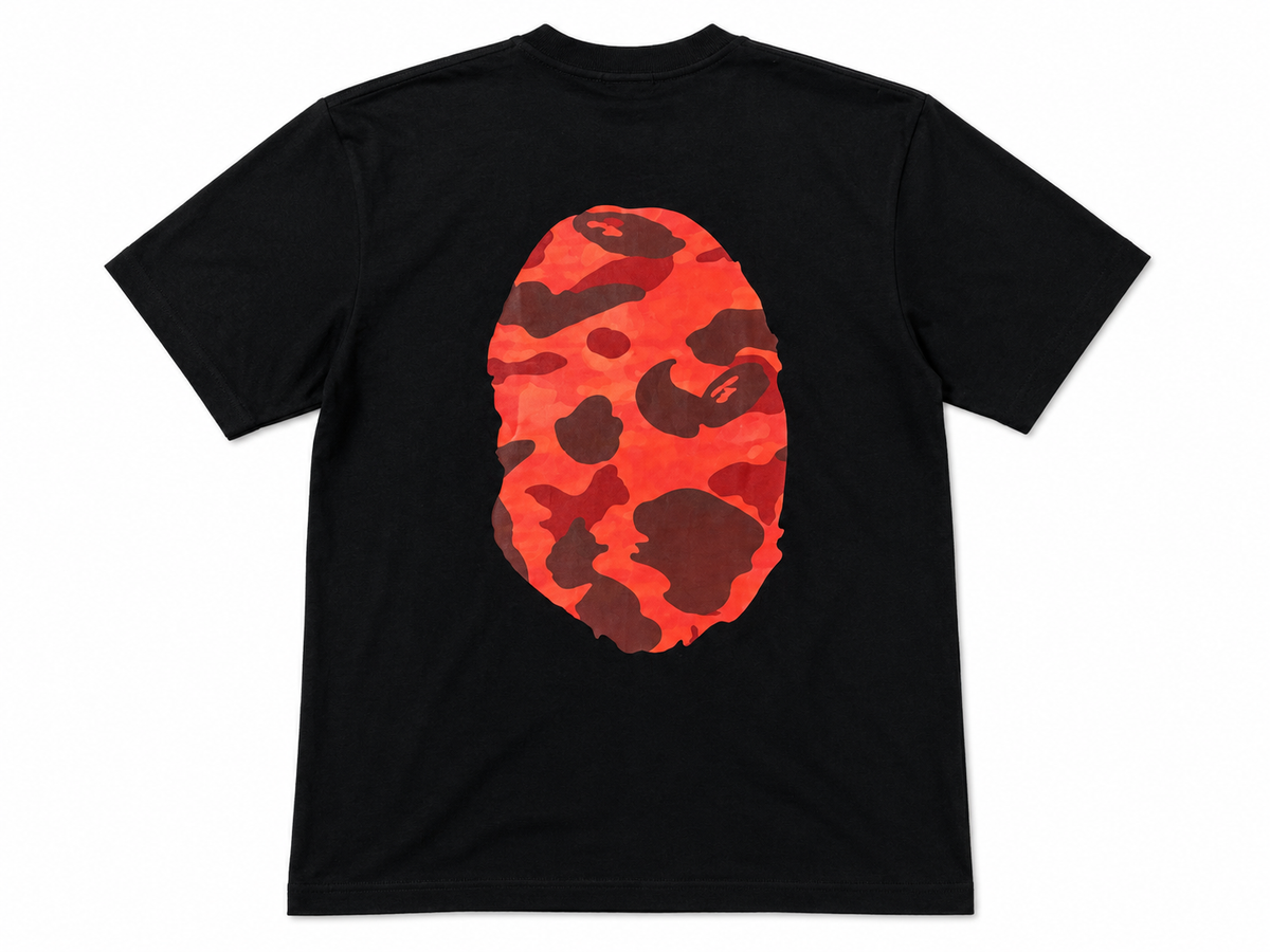 BAPE Red Camo Ape Head Black T-Shirt