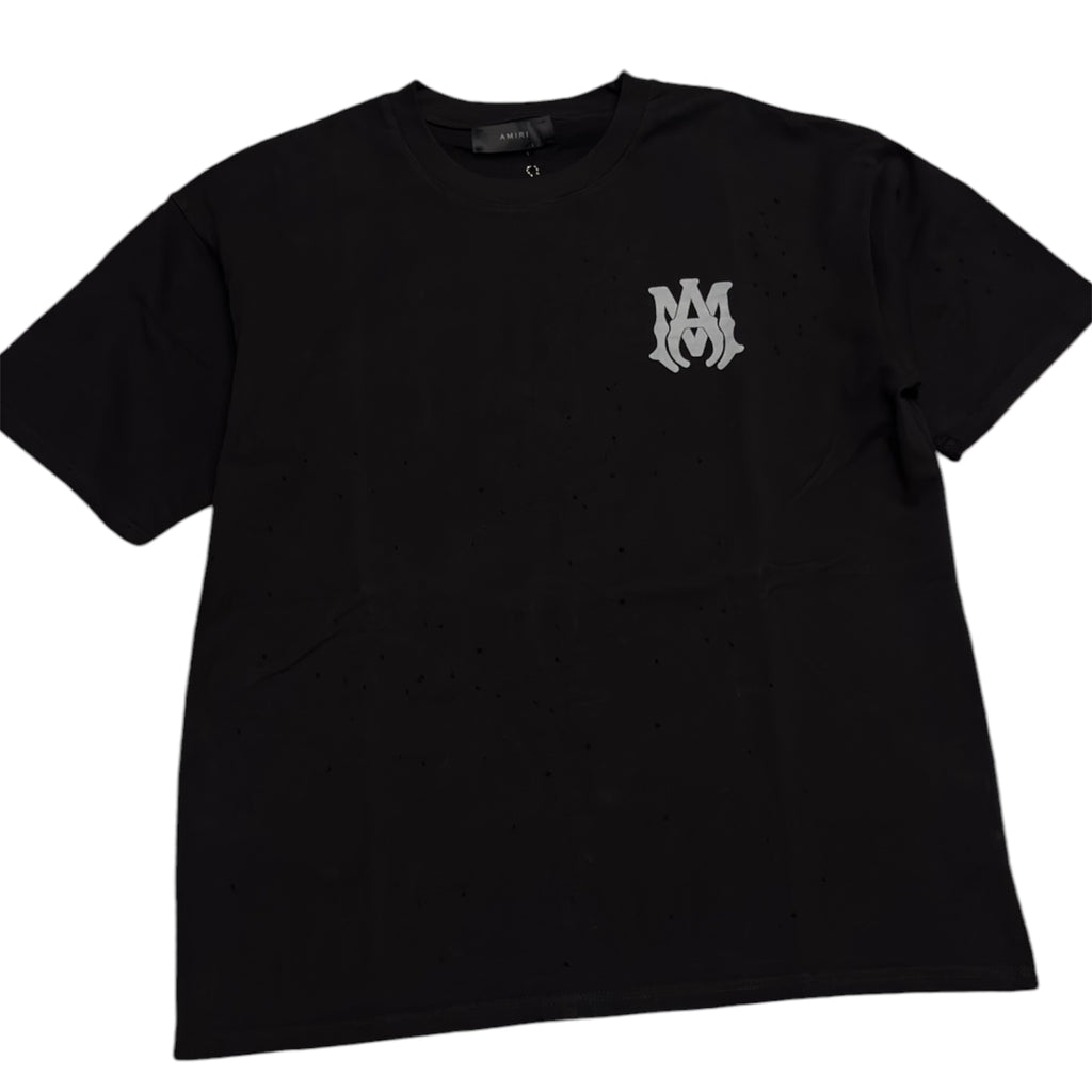 Amiri Black Logo Distressed T-Shirt