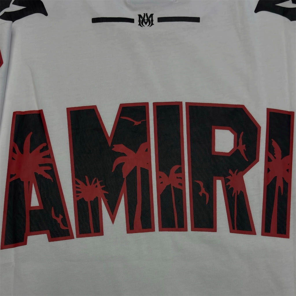 AMIRI 22 Palm Tree Graphic T-Shirt – White / Black / Red