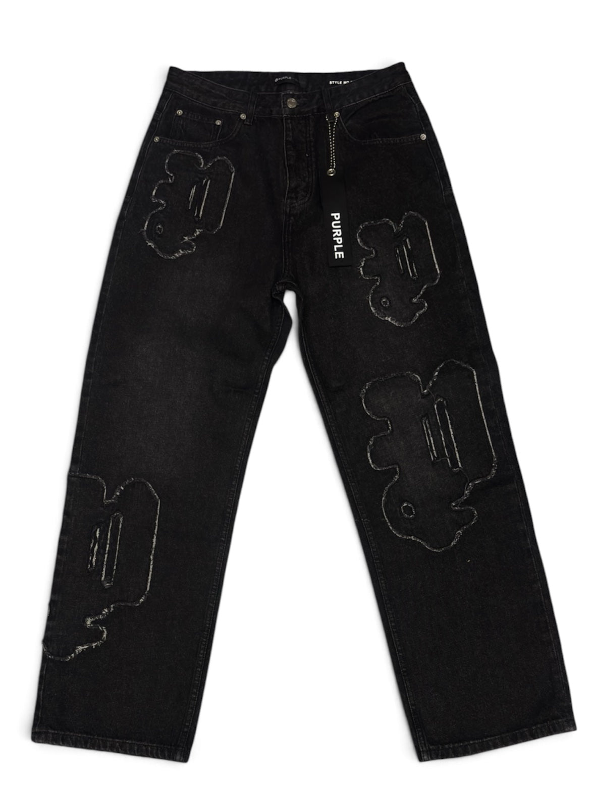 Purple Outline Patch Jeans - Black (32)