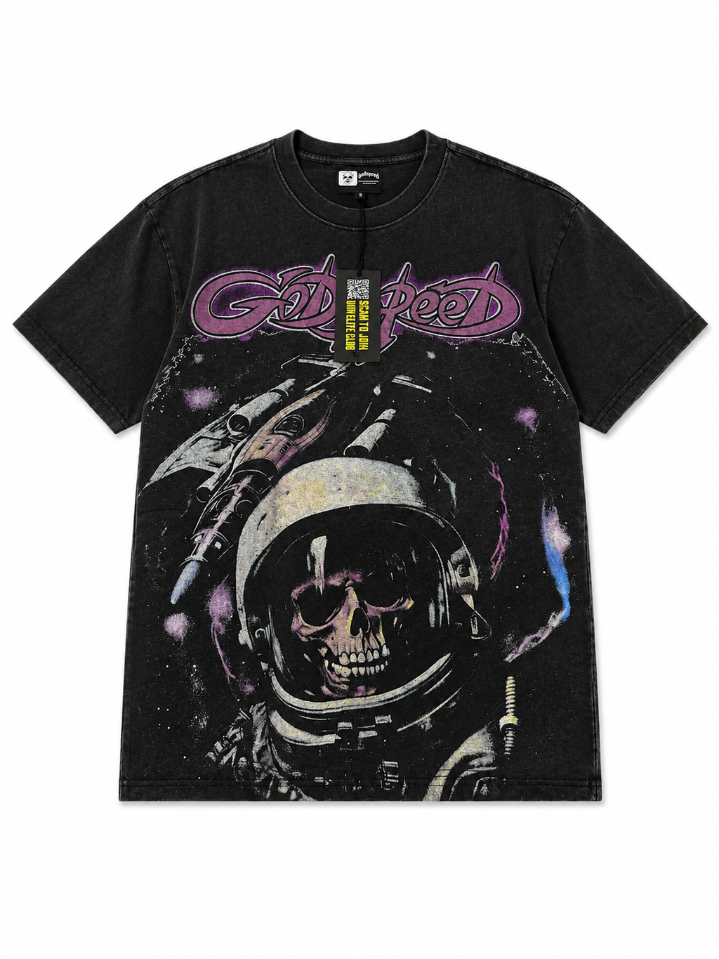 Godspeed Astronaut Skull Graphic T-Shirt – Black