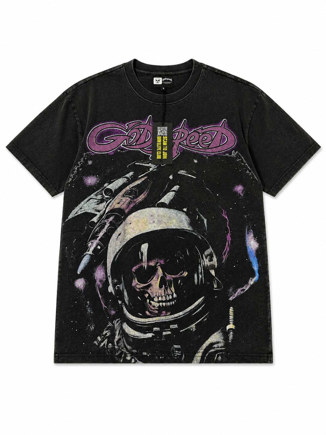 Godspeed Astronaut Skull Graphic T-Shirt – Black