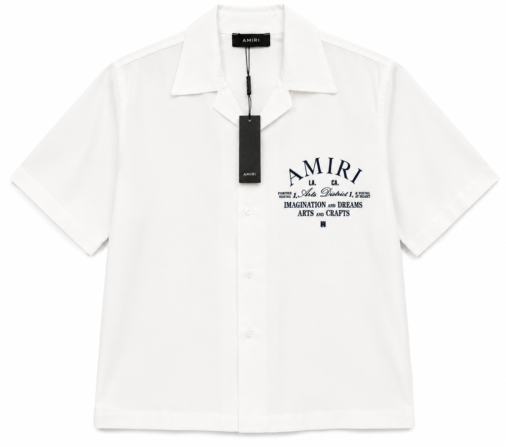 AMIRI White Arts District Short Sleeve Button-Up Shirt – Small