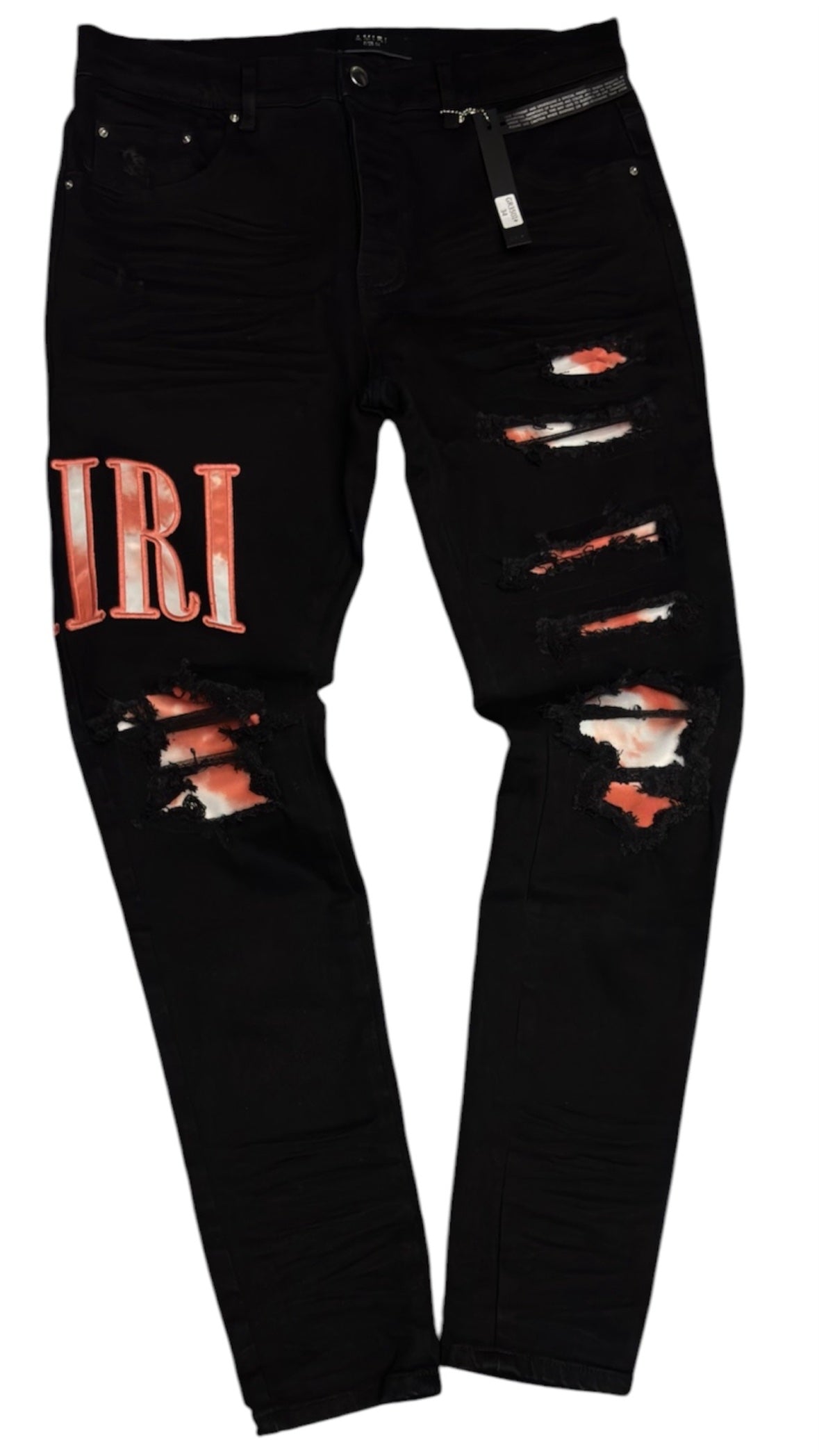 Amiri Ripped Logo Jeans - Black (32)