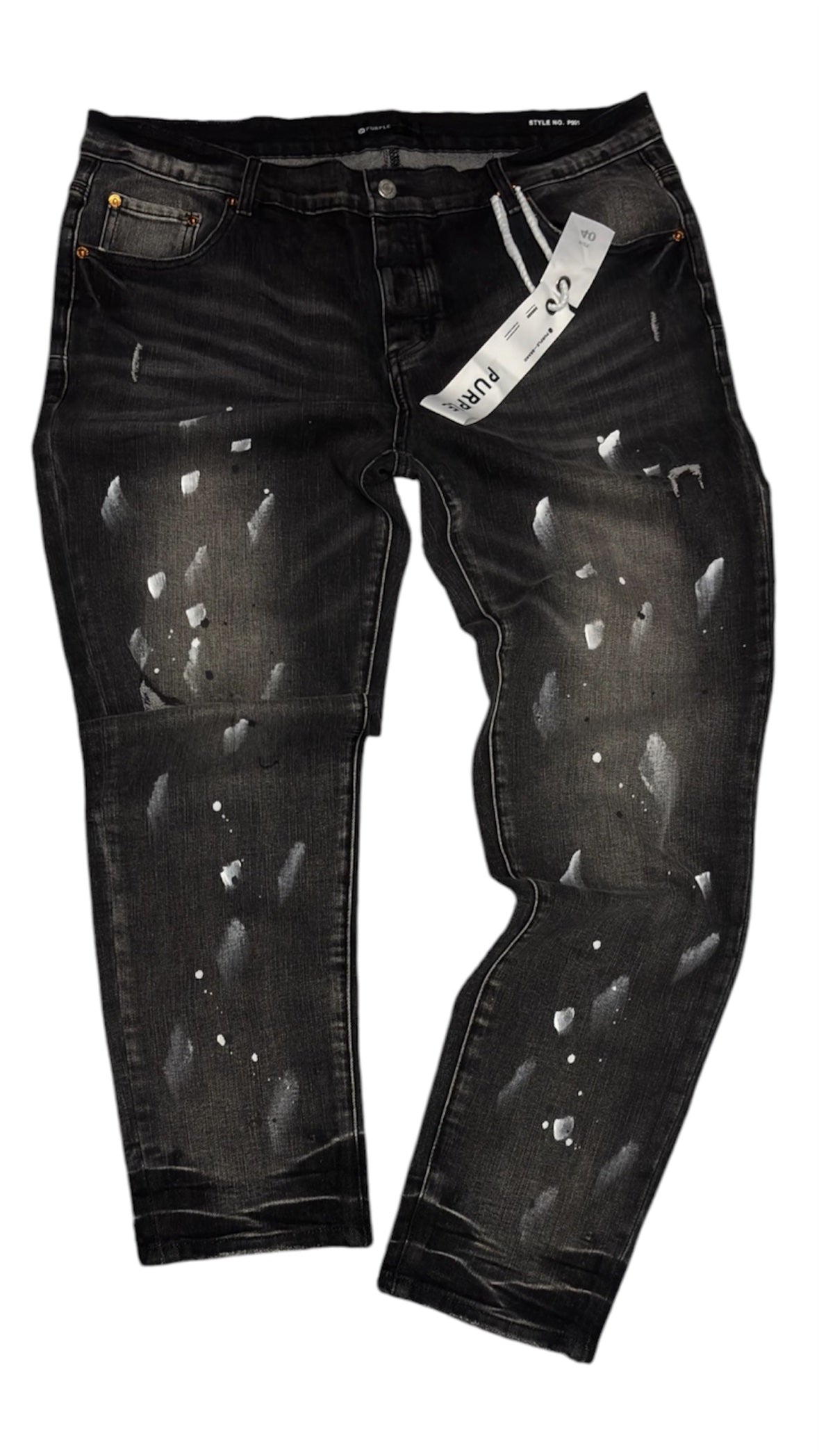 Purple Paint Splatter Jeans - Black (40)